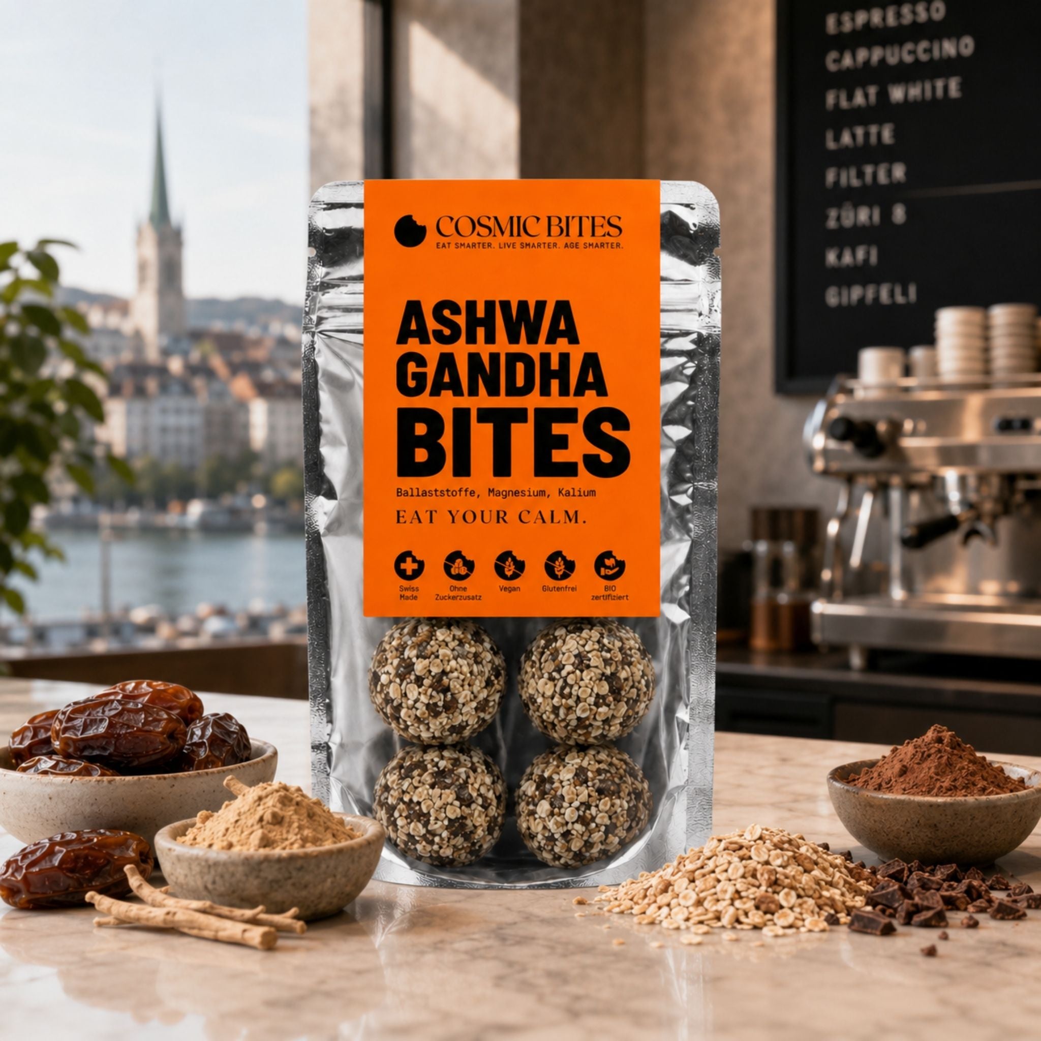 BIO Ashwagandha Bites mit Ballaststoffen, Magnesium, Kalium